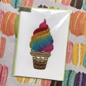 Judith Leiber Papyrus Bejeweled Gem Ice Cream Cone Birthday Card NWT